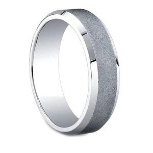$3750 / NEW / Jeff Cooper PLATINUM Satin Men's Wedding Band-6mm / Size 9.5 US